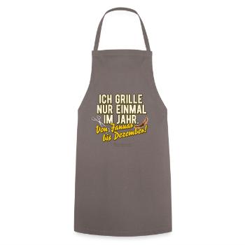 Ich grille nur einmal im Jahr - Kochschürze - Grau - Vorne - AI Model Male 185 dark (185cm)