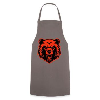 Bear Head - Cooking Apron - grey - Front - AI Model Male 185 dark (185cm)