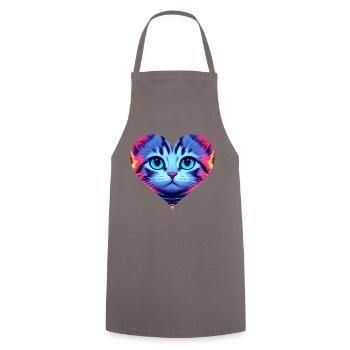 Kitten in the heart 💞 - Cooking Apron - grey - Front - AI Model Male 185 dark (185cm)