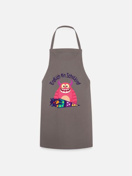 Schulkind Einschulung Monster Geschenk zur Schule - Kochschürze - Grau
