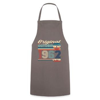 October Born 1962 60th Birthday Gift - Cooking Apron - grey - Front - AI Model Male 185 dark (185cm)