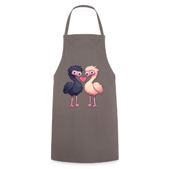 Autruche Couple Amour Couple Amoureux - Tablier de cuisine - gris - Devant - AI Model Male 185 dark (185cm)