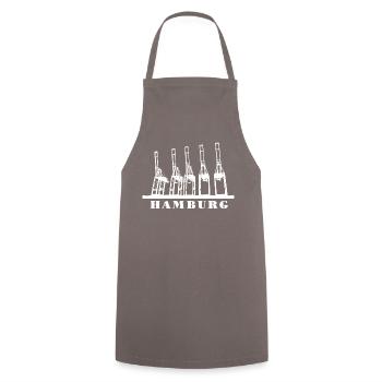 Hamburger Hafenkräne - Kochschürze - Grau - Vorne - AI Model Male 185 dark (185cm)