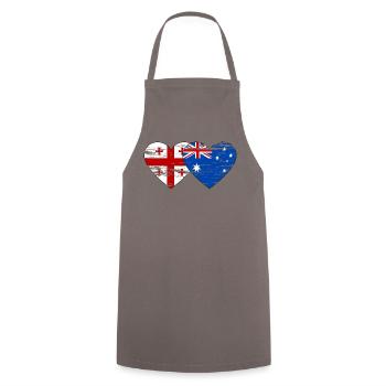 Drapeau de la Géorgie Australie Drapeau en forme de cœur utilisé - Tablier de cuisine - gris - Devant - AI Model Male 185 dark (185cm)