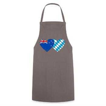 Drapeau de la Nouvelle-Zélande Bavaria Coeur utilisé - Tablier de cuisine - gris - Devant - AI Model Male 185 dark (185cm)