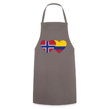 Norvège Colombie Drapeau Coeur Utilisé - Tablier de cuisine - gris - Devant - AI Model Male 185 dark (185cm)