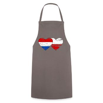 Holland Poland flag heart used - Cooking Apron - grey - Front - AI Model Male 185 dark (185cm)