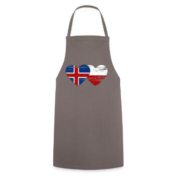 Iceland Poland flag heart used - Cooking Apron - grey - Front - AI Model Male 185 dark (185cm)