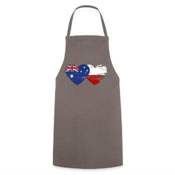 Drapeau de l’Australie Pologne Coeur utilisé - Tablier de cuisine - gris - Devant - AI Model Male 185 dark (185cm)