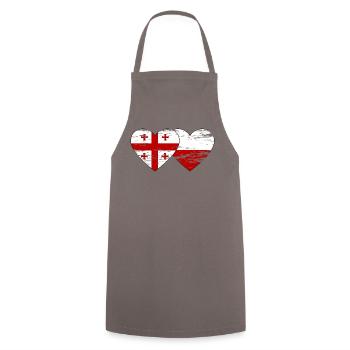 Géorgie Pologne drapeau coeur utilisé - Tablier de cuisine - gris - Devant - AI Model Male 185 dark (185cm)