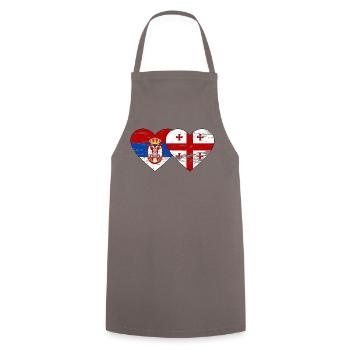Serbie Géorgie Drapeau Coeur Utilisé - Tablier de cuisine - gris - Devant - AI Model Male 185 dark (185cm)