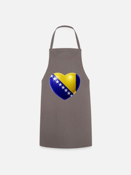 Herz (Bosnien / Bosna) - Kochschürze - Grau