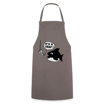 gift idea fisherman fisher fish funny joke - Tablier de cuisine - gris - Devant - AI Model Male 185 dark (185cm)