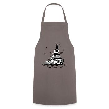 Boat, refugee rescue, sea rescue - Cooking Apron - grey - Front - AI Model Male 185 dark (185cm)