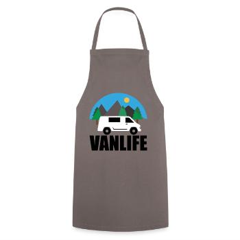 VAN LIFE - Mountain - VAN White - Cooking Apron - grey - Front - AI Model Male 185 dark (185cm)
