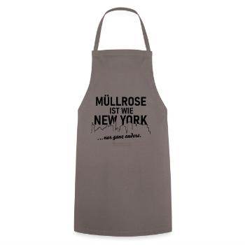 Müllrose ist wie New York - Kochschürze - Grau - Vorne - AI Model Male 185 dark (185cm)
