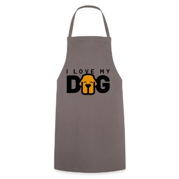 I LOVE MY DOG - Cooking Apron - grey - Front - AI Model Male 185 dark (185cm)