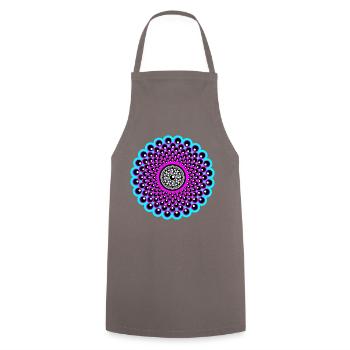 Neon Mandala in pink und baby blau im Goa Style - Kochschürze - Grau - Vorne - AI Model Male 185 dark (185cm)