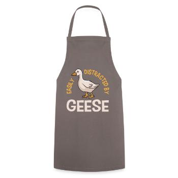 Distrait par les oies, mignonne Dandling Goose - Tablier de cuisine - gris - Devant - AI Model Male 185 dark (185cm)