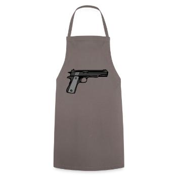 pistol revolver automatic gun weapon - Cooking Apron - grey - Front - AI Model Male 185 dark (185cm)