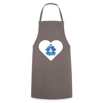 Birds in love in the heart - Cooking Apron - grey - Front - AI Model Male 185 dark (185cm)