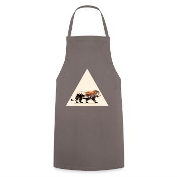 Löwensilhouette im Dreieck, Löwe Silhouette Sahara - Kochschürze - Grau - Vorne - AI Model Male 185 dark (185cm)