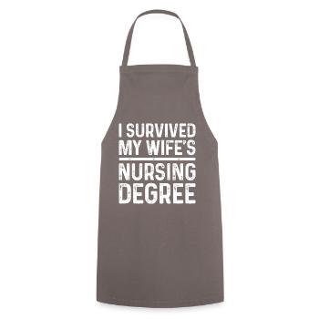I graduated from nursing school - Cooking Apron - grey - Front - AI Model Male 185 dark (185cm)
