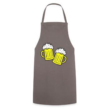 Bier Anstossen Saufen - Kochschürze - Grau - Vorne - AI Model Male 185 dark (185cm)