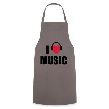 i love music - Kochschürze - Grau - Vorne - AI Model Male 185 dark (185cm)