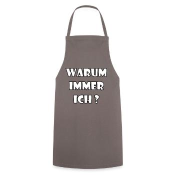 WARUM IMMER ICH? - Kochschürze - Grau - Vorne - AI Model Male 185 dark (185cm)