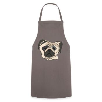 Pug face - Cooking Apron - grey - Front - AI Model Male 185 dark (185cm)