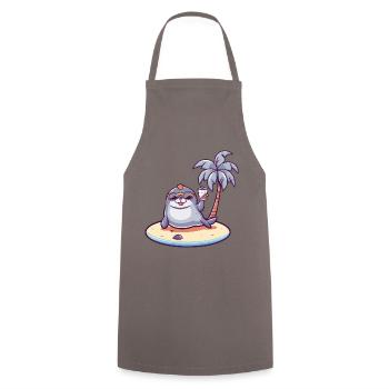 Seal Summer Beach Vacation - Cooking Apron - grey - Front - AI Model Male 185 dark (185cm)
