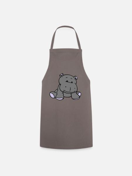 Hippo- / Nilpferd- / Flusspferd-Baby (3C) - Kochschürze - Grau