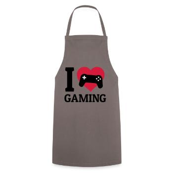 I love gaming j'aime le jeu - Tablier de cuisine - gris - Devant - AI Model Male 185 dark (185cm)