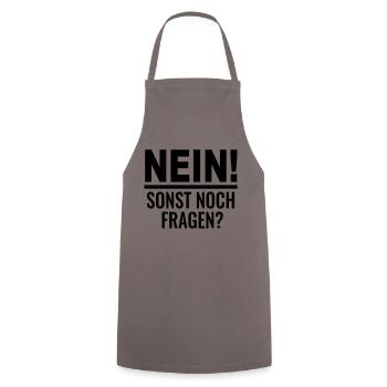 Lustige Sprüche Spruch Nein! Sonst noch Fragen? - Kochschürze - Grau - Vorne - AI Model Male 185 dark (185cm)