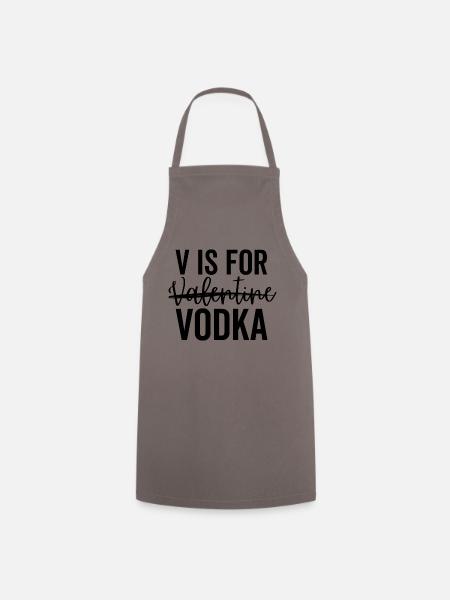 V wie Valentine Vodka - Kochschürze - Grau