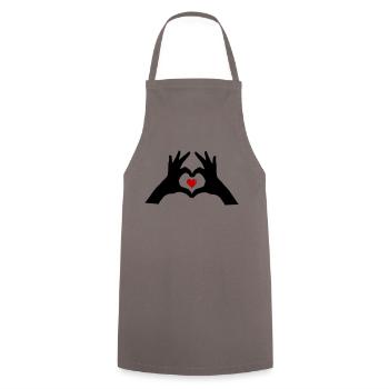 mains coeur - Tablier de cuisine - gris - Devant - AI Model Male 185 dark (185cm)