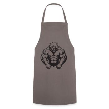 Ours Grizzly Musculation Muscles - Tablier de cuisine - gris - Devant - AI Model Male 185 dark (185cm)