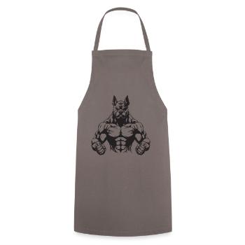 Dog Muscles Bodybuilding - Cooking Apron - grey - Front - AI Model Male 185 dark (185cm)