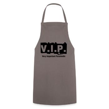 V.I.P. Very Important Paramedic - Cooking Apron - grey - Front - AI Model Male 185 dark (185cm)