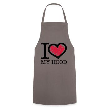 i_love_my_hood_c2 - Kochschürze - Grau - Vorne - AI Model Male 185 dark (185cm)