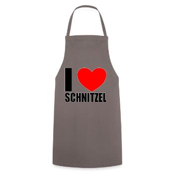 I love Schnitzel - Cooking Apron - grey - Front - AI Model Male 185 dark (185cm)