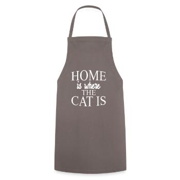 La maison est l’endroit où se trouve mon chat. Mon chat est à la maison - Tablier de cuisine - gris - Devant - AI Model Male 185 dark (185cm)