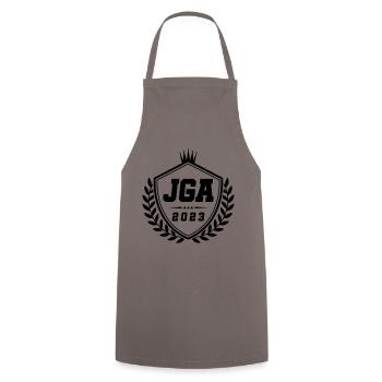 Jga 2023 Armoiries de l’enterrement de vie de garçon - Tablier de cuisine - gris - Devant - AI Model Male 185 dark (185cm)