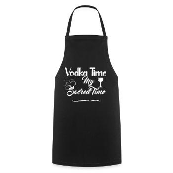 Vodka Time Design -Alcoholic Beverage - Cooking Apron - black - Front - AI Model Male 185 dark (185cm)