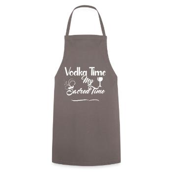 Vodka Time Design -Alcoholic Beverage - Cooking Apron - grey - Front - AI Model Male 185 dark (185cm)