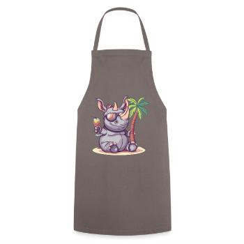 Rhino Summer Beach Vacation - Cooking Apron - grey - Front - AI Model Male 185 dark (185cm)