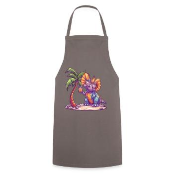 Dinosaure tricératops été - Tablier de cuisine - gris - Devant - AI Model Male 185 dark (185cm)