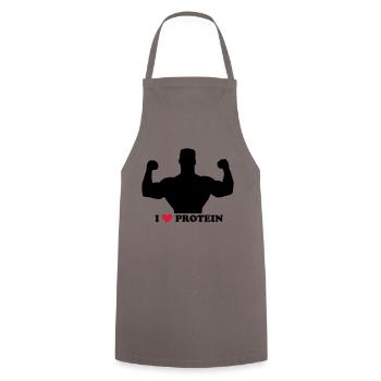 I love Protein - Kochschürze - Grau - Vorne - AI Model Male 185 dark (185cm)