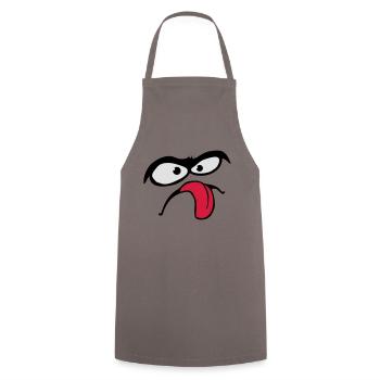 Thick Eyebrows Comic Face Tongue Stick Out - Cooking Apron - grey - Front - AI Model Male 185 dark (185cm)